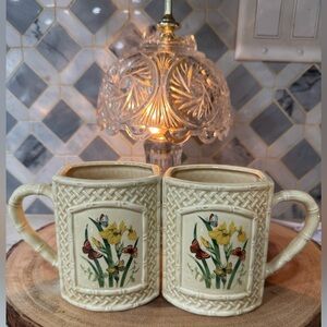 Vintage Set of Butterfly Garden Mugs